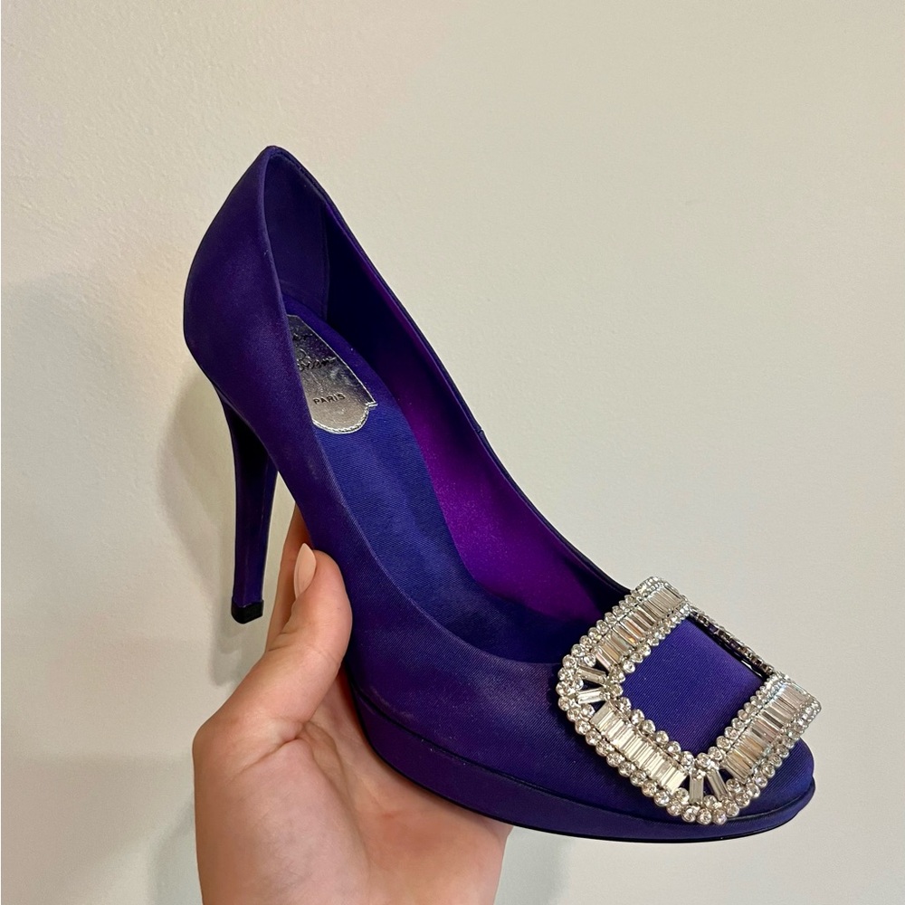 Elegant Roger Vivier Purple Women's Shoes with Crystal Embellishments